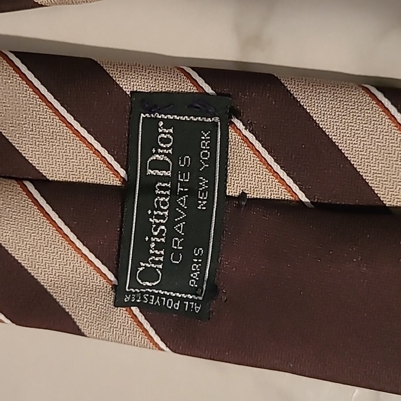 Vtg Christian Dior Men's Ties Set 2 Brown Patterns Designer Professional Career - Picture 3 of 8